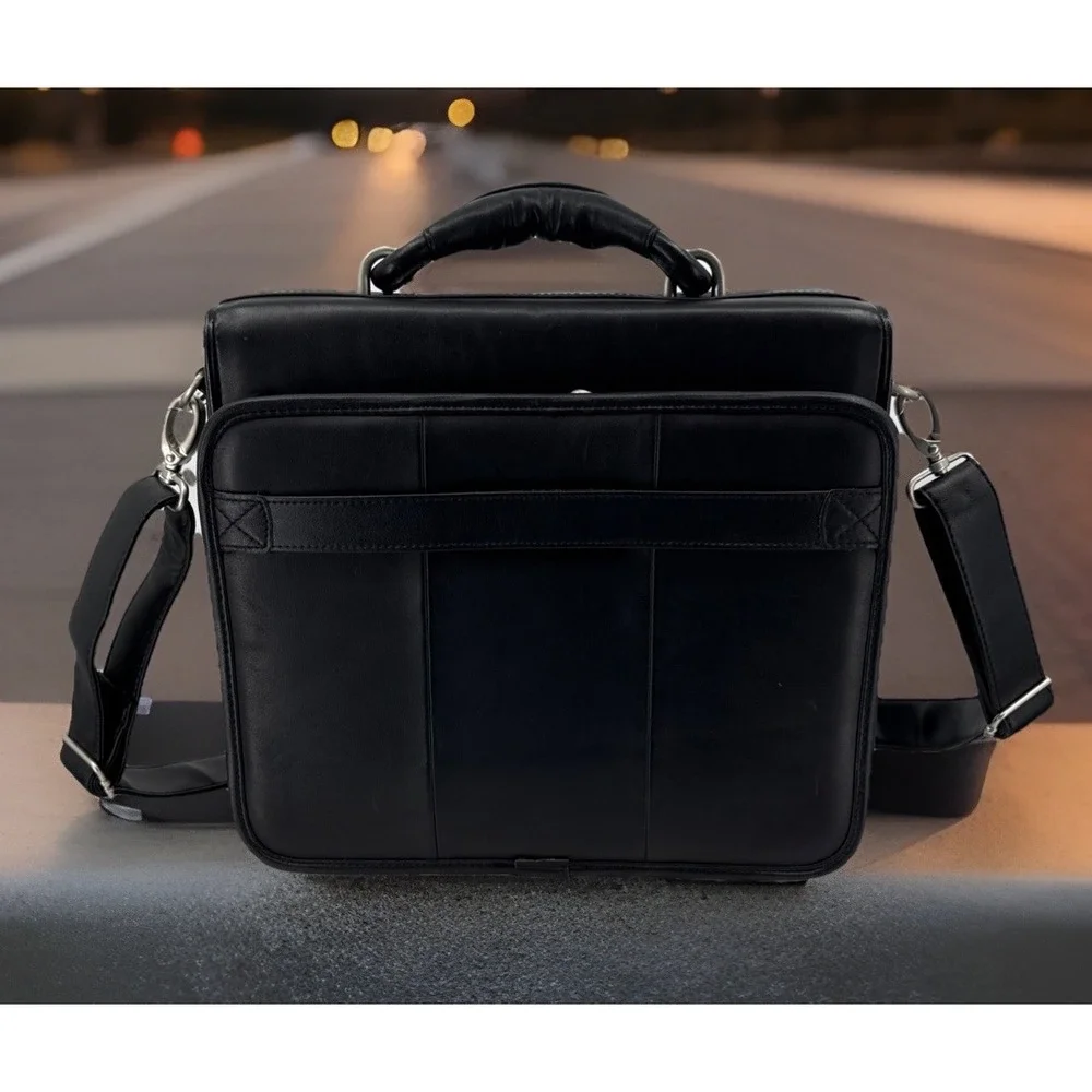 Dell Heavy Duty Leather Laptop Briefcase Professional Messenger Shoulder Bag 12